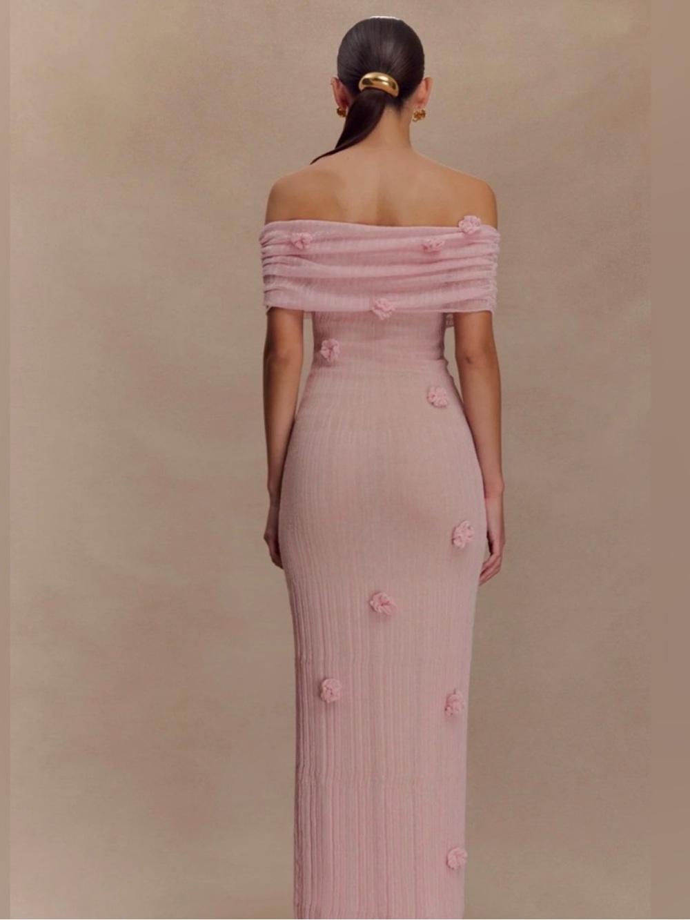 Meshki Blush Pink Off-Shoulder One-Shoulder Maxi Dress - Picture 2 of 5